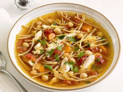Фото пилешка супа со пилешки и шпагети