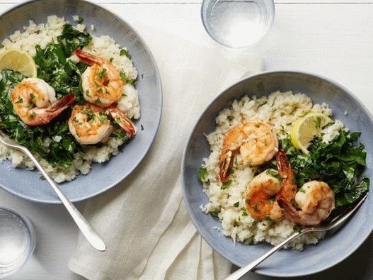 Фото Каша од зеленчук од карфиол и пржени ракчиња (диета Whole30)